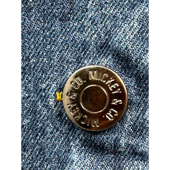 Disney Mickey Mouse Jean Jacket Womens XS Blue Denim Hooded Embroidered Patch - Picture 9 of 13